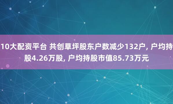 10大配资平台 共创草坪股东户数减少132户, 户均持股4.26万股, 户均持股市值85.73万元
