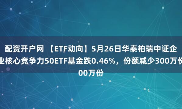 配资开户网 【ETF动向】5月26日华泰柏瑞中证企业核心竞争力50ETF基金跌0.46%，份额减少300万份